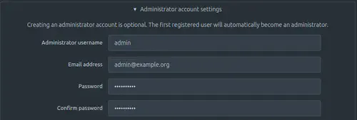 Administrator account settings