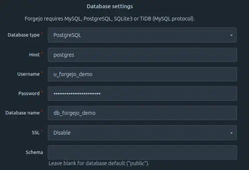 Database setup