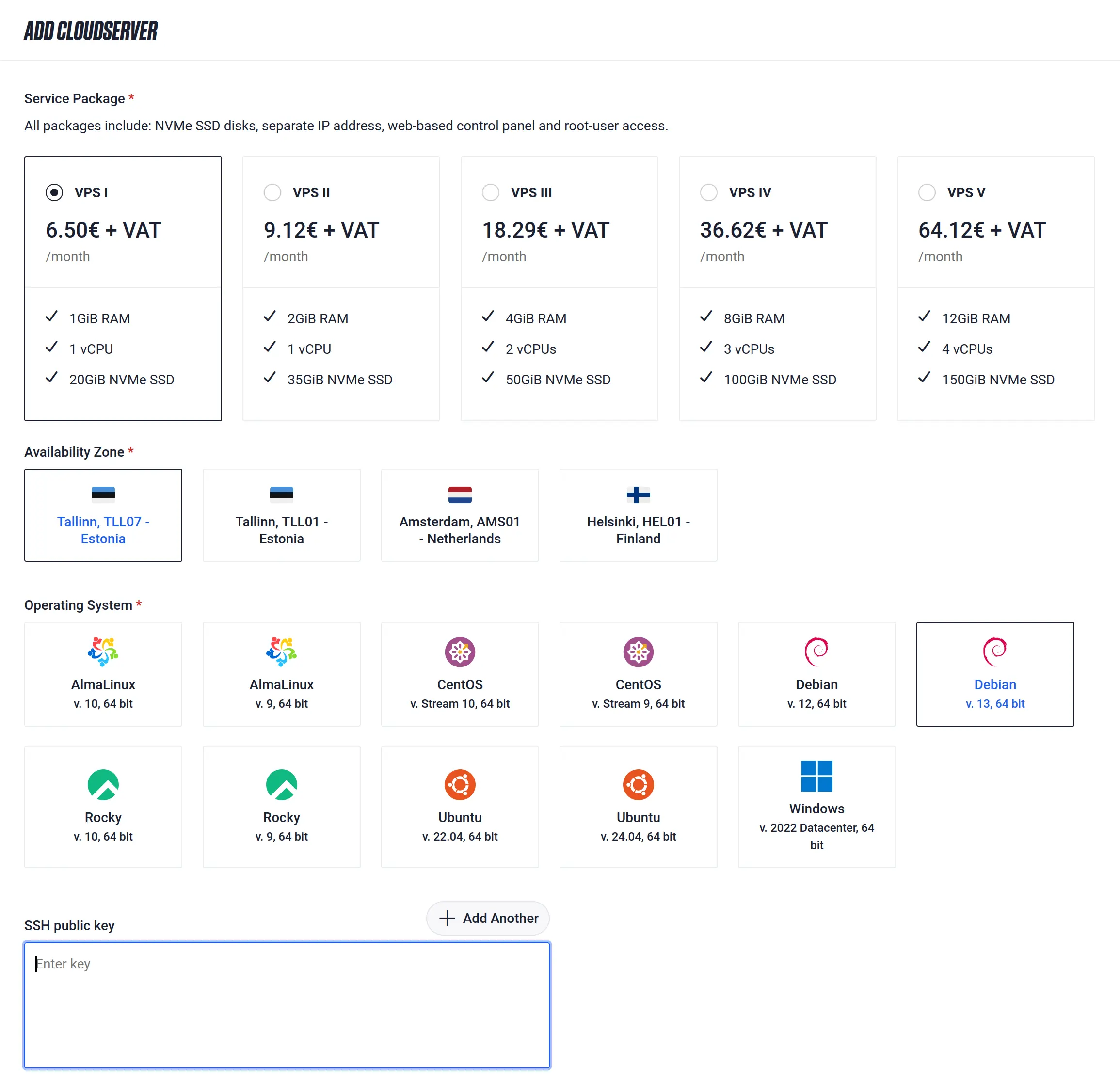Zone VPS registration page