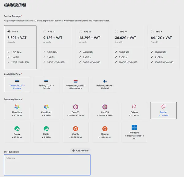 Zone VPS registration page